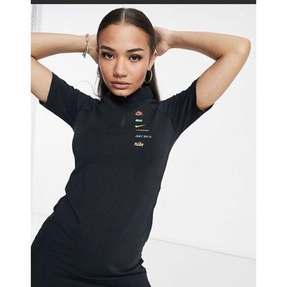 Nike CU5674-010 Womens Sz Small Black/Multi 1/4 Zip Sportswear Swoosh Dress NWOT - Picture 16 of 16